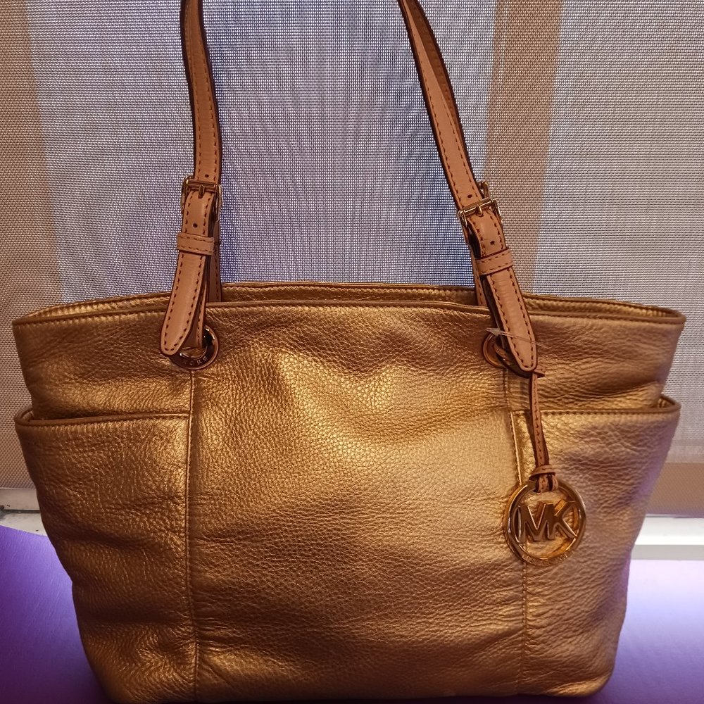 Michael Kors metallic gold leather purse
